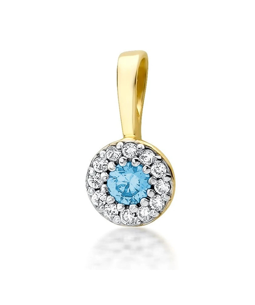 Gold Pendant 14k with Diamonds and Topaz 0.15ct