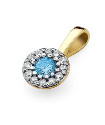 Złota Zawieszka 14k z Diamentami i Topazem 0,15ct