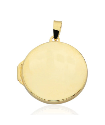 Large smooth round gold locket pendant