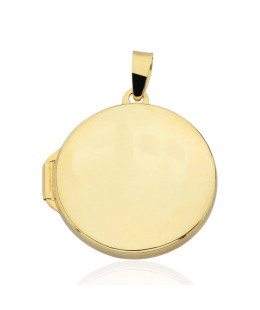 Large smooth round gold locket pendant