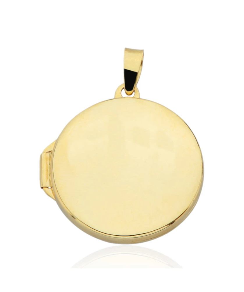 Large smooth round gold locket pendant