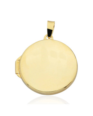 Large smooth round gold locket pendant