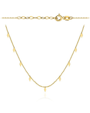 Gold necklace with hanging diamonds 39+3cm