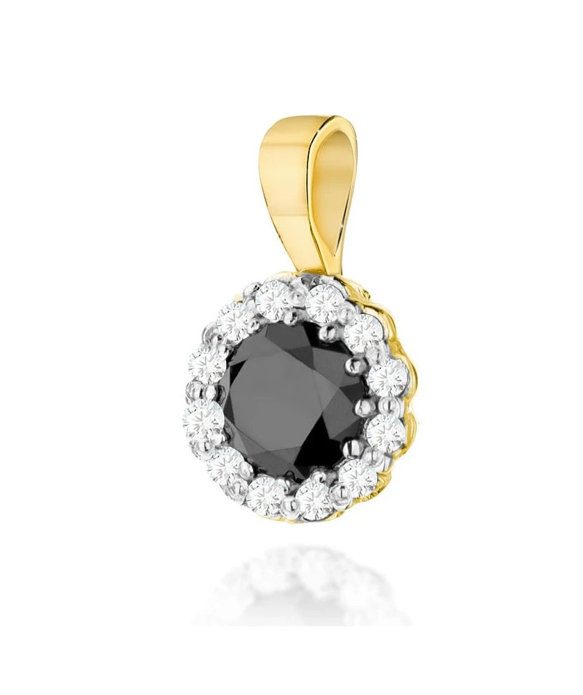 14k Gold Pendant with Diamonds and Black Diamond 0.50ct