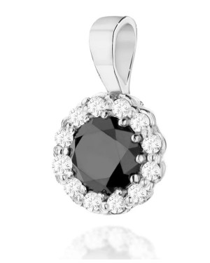 14k Gold Pendant with Diamonds and Black Diamond 0.50ct