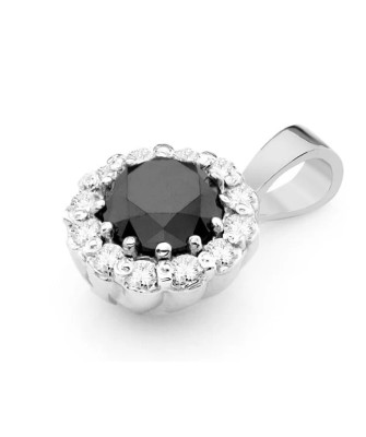 14k Gold Pendant with Diamonds and Black Diamond 0.50ct