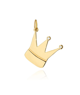 Gold Pendant Crown 14k with Diamonds 0.01ct