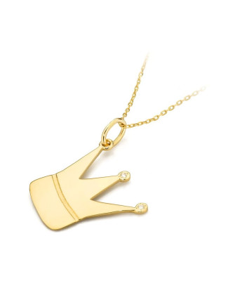 Złota Zawieszka korona 14k z Diamentami 0,01ct