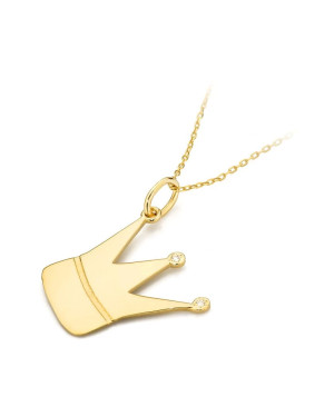 Złota Zawieszka korona 14k z Diamentami 0,01ct