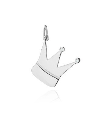 Złota Zawieszka korona 14k z Diamentami 0,01ct
