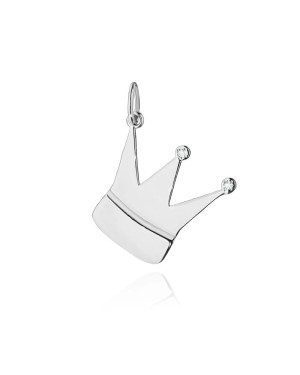 Złota Zawieszka korona 14k z Diamentami 0,01ct