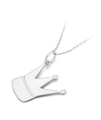 Złota Zawieszka korona 14k z Diamentami 0,01ct