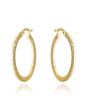 14K Gold Greek Key Oval Earrings