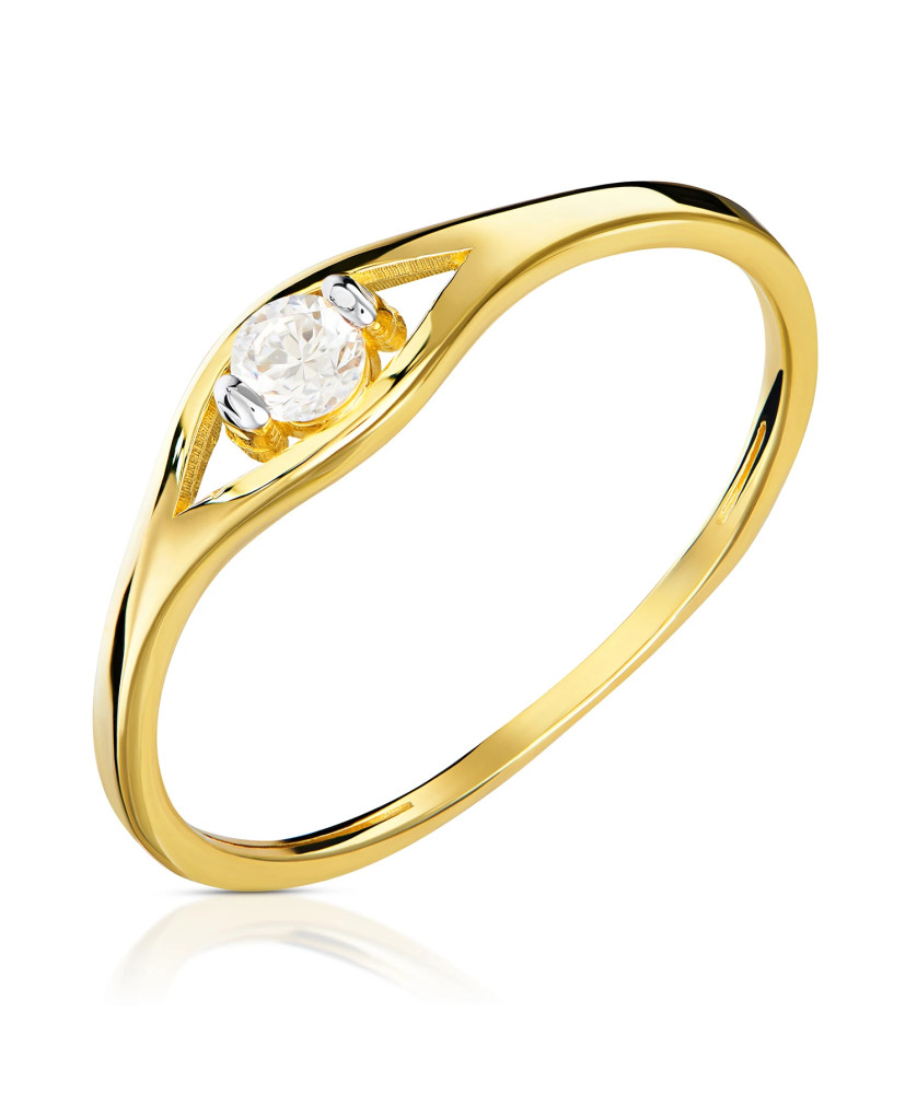 Minimalist ring with white stone 14k