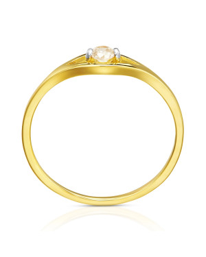 Minimalistyczny pierścionek z białym oczkiem 14k