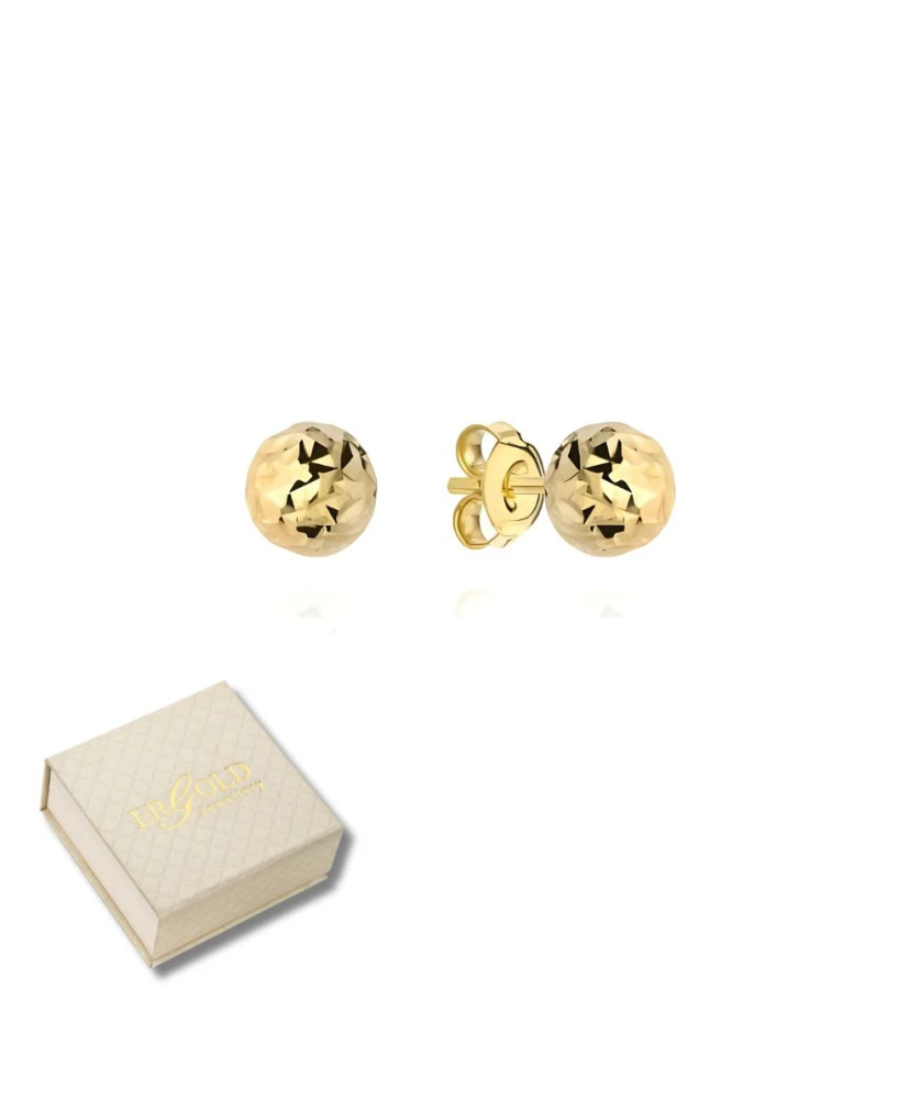 Super lightweight diamond-cut ball earrings 4 mm 8k gold