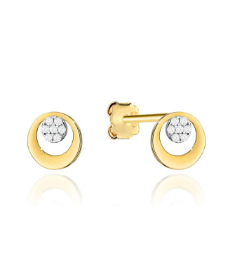 Gold earrings ring and zircon-studded hoop