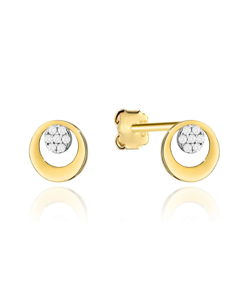 Gold earrings ring and zircon-studded hoop
