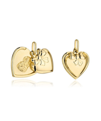 Gold medal Our Lady of Częstochowa in a heart with a bow