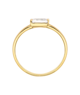 14k gold ring with a white stone