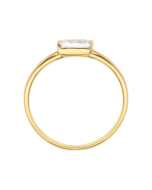 14k gold ring with a white stone