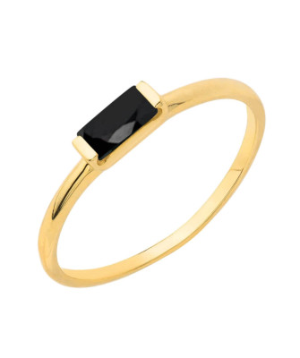 Delicate gold ring black stone 14k test
