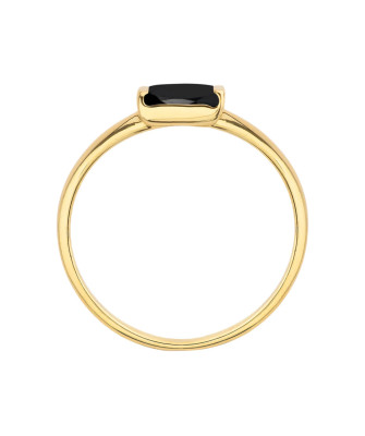 Delicate gold ring black stone 14k test