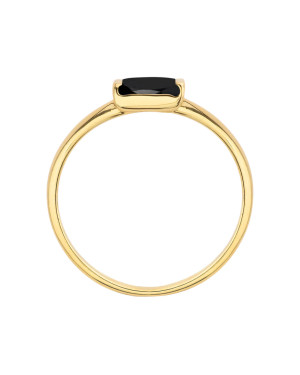 Delicate gold ring black stone 14k test