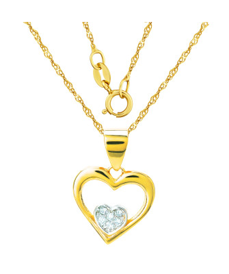 Gold pendant Zirconia HEART 14k test