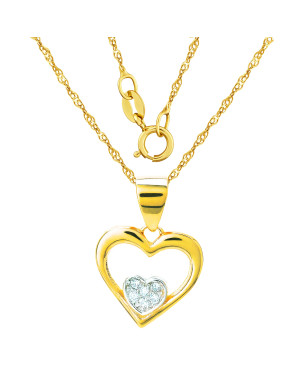 Gold pendant Zirconia HEART 14k test