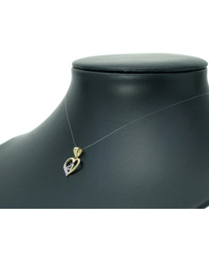 Gold pendant with Zirconia DOUBLE HEART 14k test