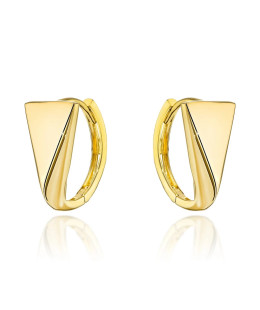 Gold triangle earrings on creole
