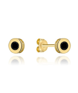 Gold hoop earrings with black stone