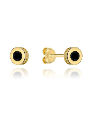 Gold hoop earrings with black stone