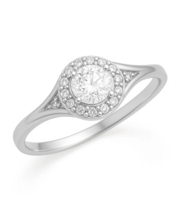 Beautiful Silver Engagement Ring with White Gem