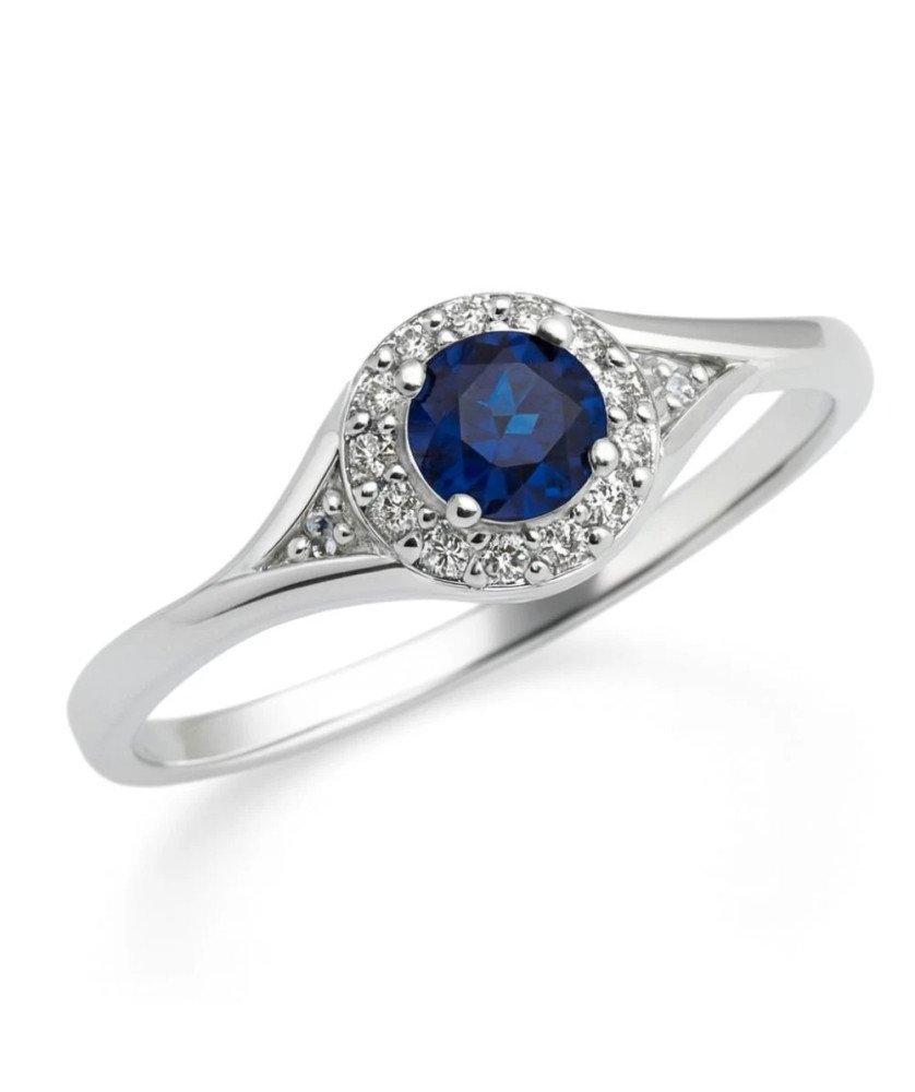 Beautiful Silver Engagement Ring with Blue Gem