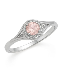 Beautiful Silver Engagement Ring with Light Pink Gem