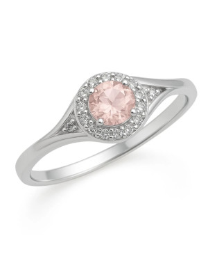 Beautiful Silver Engagement Ring with Light Pink Gem