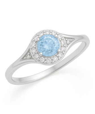 Beautiful Silver Engagement Ring with a Blue Stone
