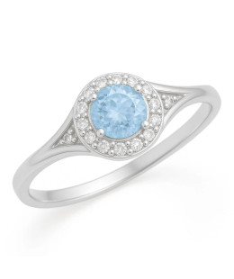 Beautiful Silver Engagement Ring with a Blue Stone