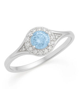 Beautiful Silver Engagement Ring with a Blue Stone