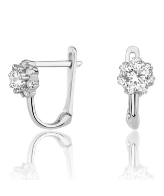 Silver earrings decorated with Zirconia flower