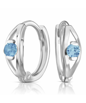 Silver Blue Zirconia Hoop Earrings