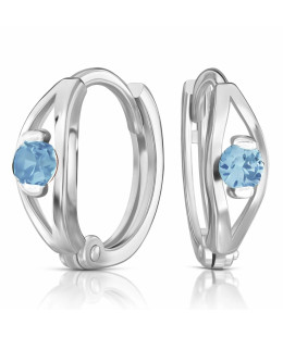 Silver Blue Zirconia Hoop Earrings