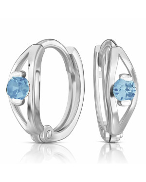 Silver Blue Zirconia Hoop Earrings