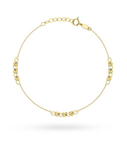 Gold bracelet with diamond-cut hearts