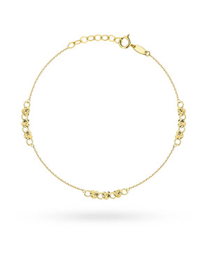 Gold bracelet with diamond-cut hearts