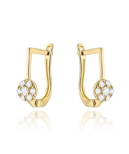 Gold hoop earrings set with cubic zirconia on English clasp
