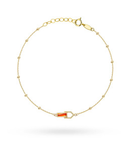 Gold bracelet with smooth beads and carnelian stone