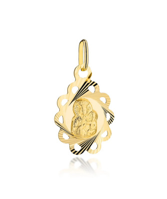 Gold medal Mother of God of Częstochowa in a diamond flower